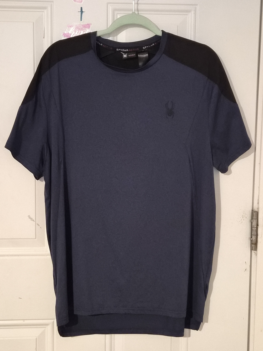 Spyder Men's Navy and Black Short Sleeve Athletic Tee